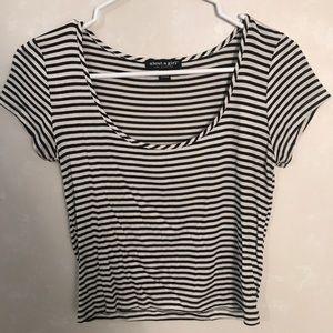 Black and white striped crop top
